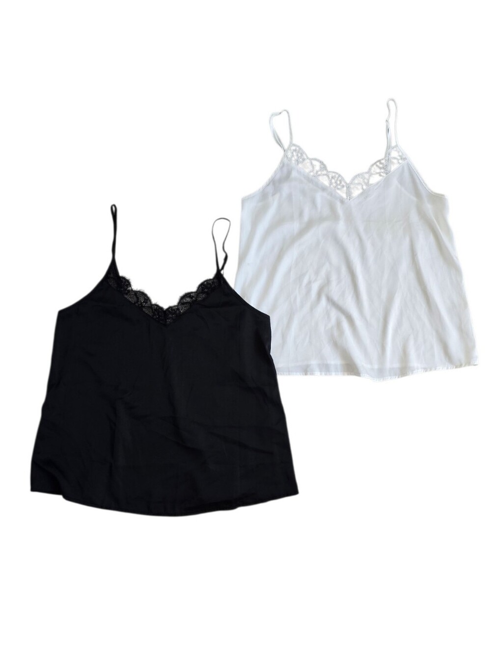 Ekouaer Black & White Slik Spagetti Strap Lace Camis Size Small
